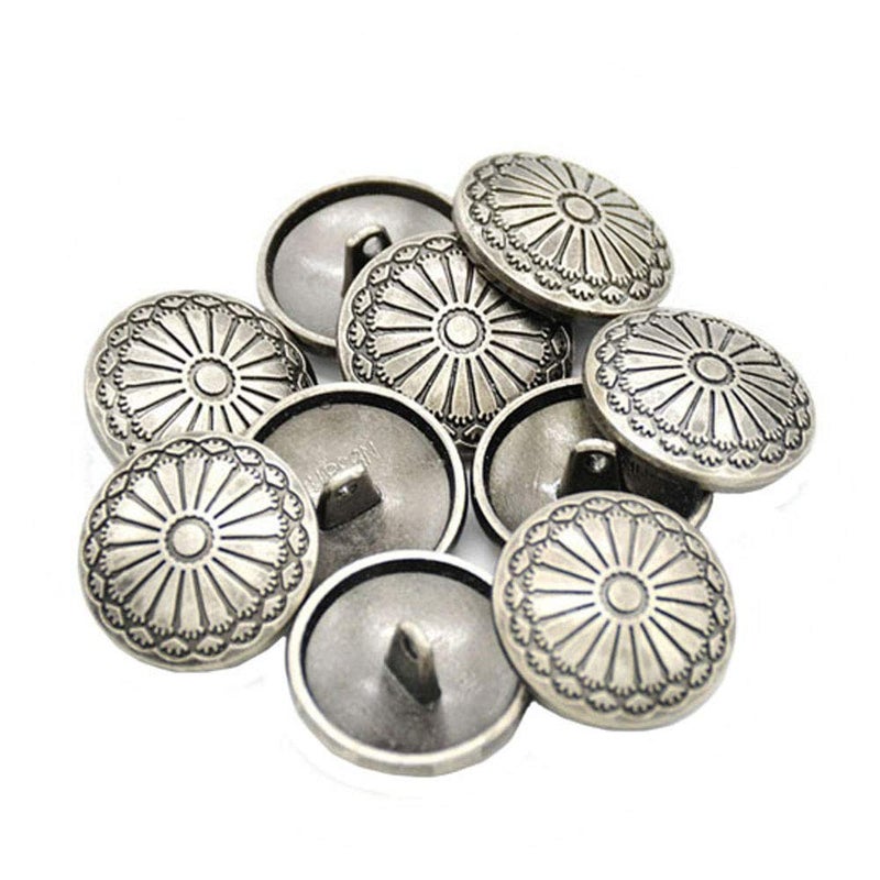 Wixine 10Pcs 23mm Flower Metal Silver Shank Sewing Buttons DIY Sewing Jacket Coat - Image 1